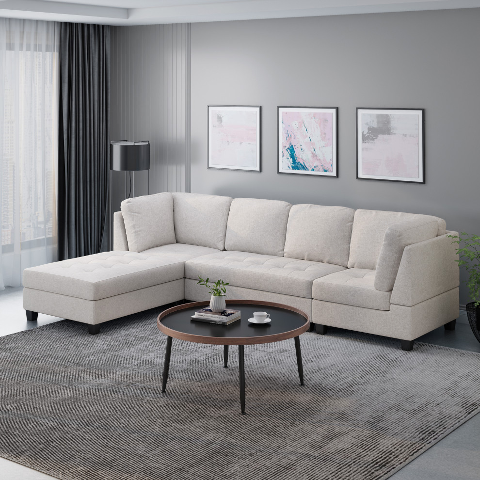 Tarim 4 Seat Fabric Sectional   Transitional   Sectional Sofas   by GDFStudio  Houzz