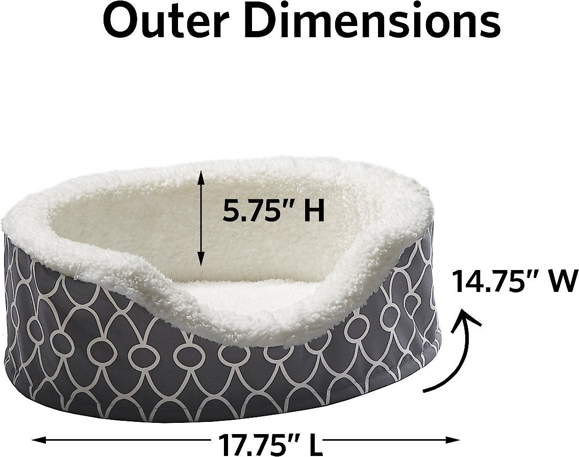 MidWest QuietTime Defender Orthopedic Bolster Cat and Dog Bed w/Removable Cover， Gray