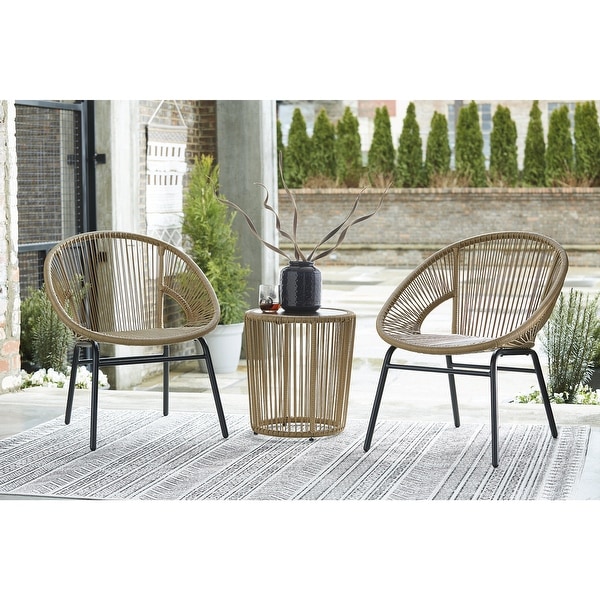 Signature Design by Ashley Mandarin Cape Outdoor Chairs with Table (Set of 3)