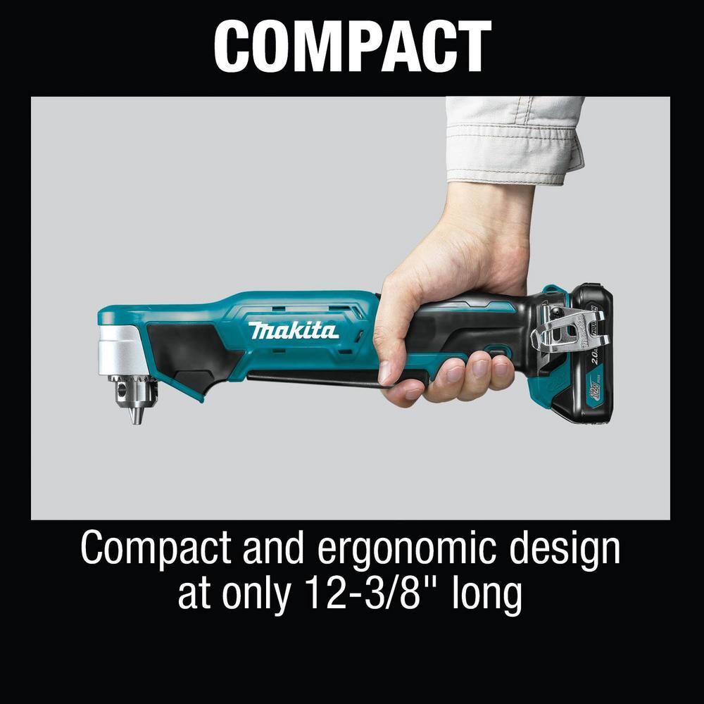 Makita 12V max CXT Lithium-Ion Cordless 38 in. Right Angle Drill Kit (2.0 Ah) AD03R1