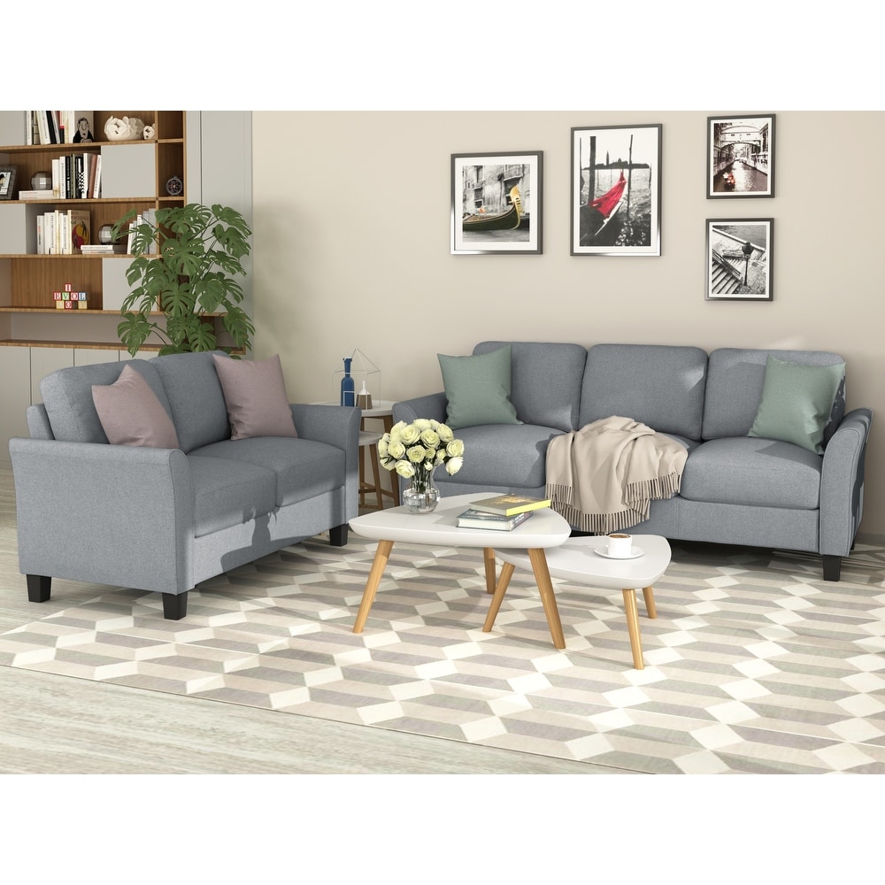 Living Room Furniture Linen Fabric Sofa Set  Loveseat Sofa   3 Seat Sofa