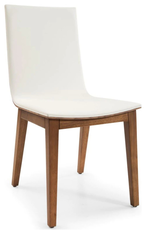 Eva Dining Chair  White Soft Polyurethane Cover  Light Walnut Frame   Midcentury   Dining Chairs   by Rustic Home Furniture Deco  Houzz