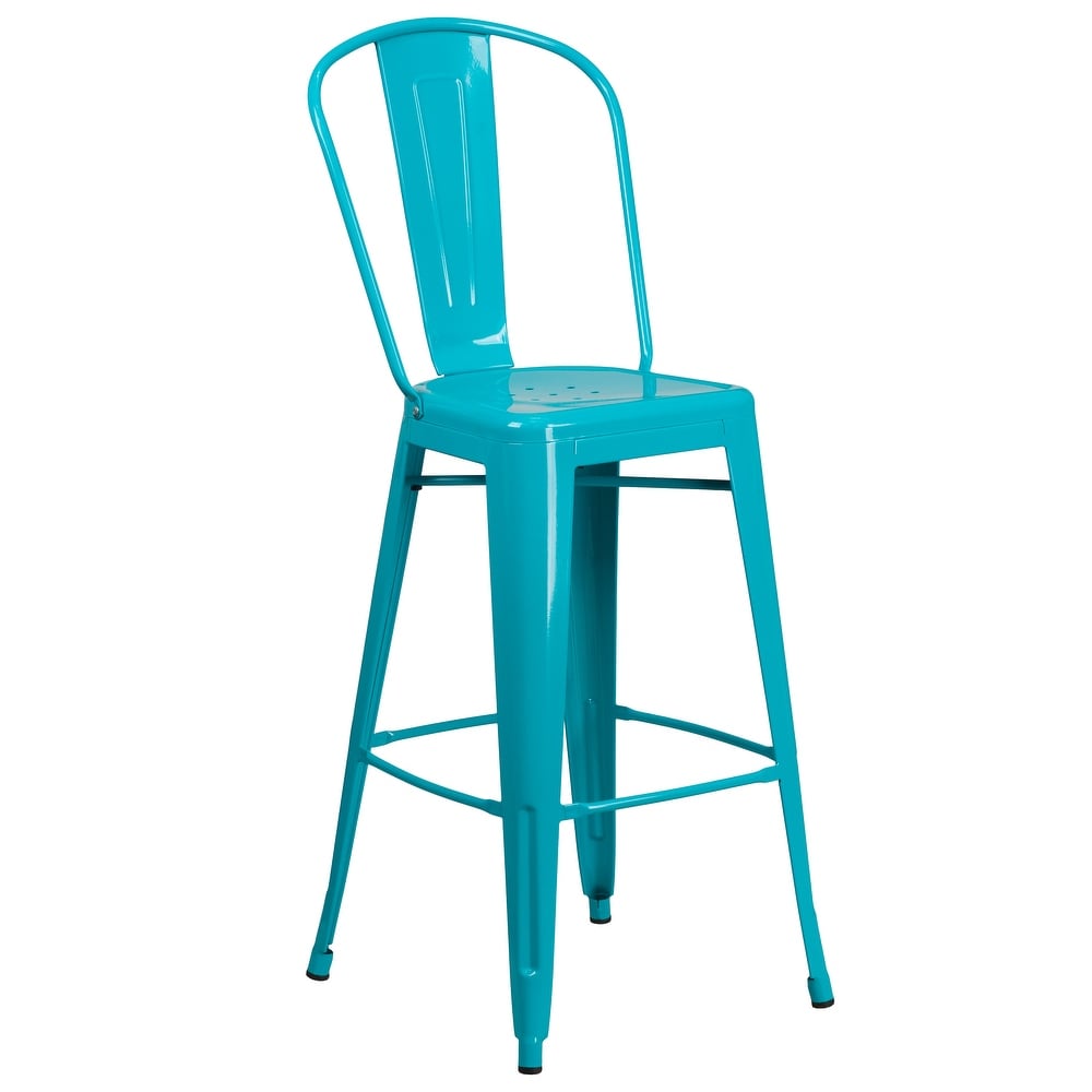 30'' High Metal Indoor Outdoor Barstool with Back   18\