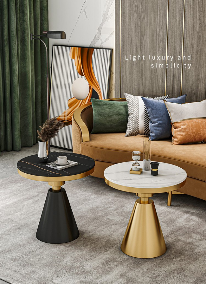 Gold/White/Black Round Small Modern Coffee Table For Living Room   Modern   Coffee Tables   by Miron Demid LLC  Houzz