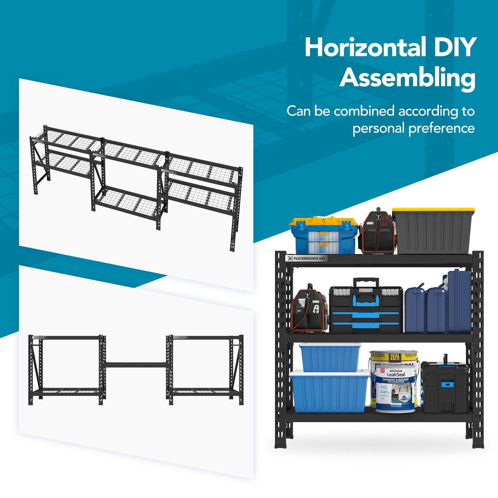 FLEXIMOUNTS 2 x 4 ft 3 Shelf Steel Wire Decks Storage Racks 4650 lbs Weight Capacity Heavy Duty Industrial Metal Garage Shelving