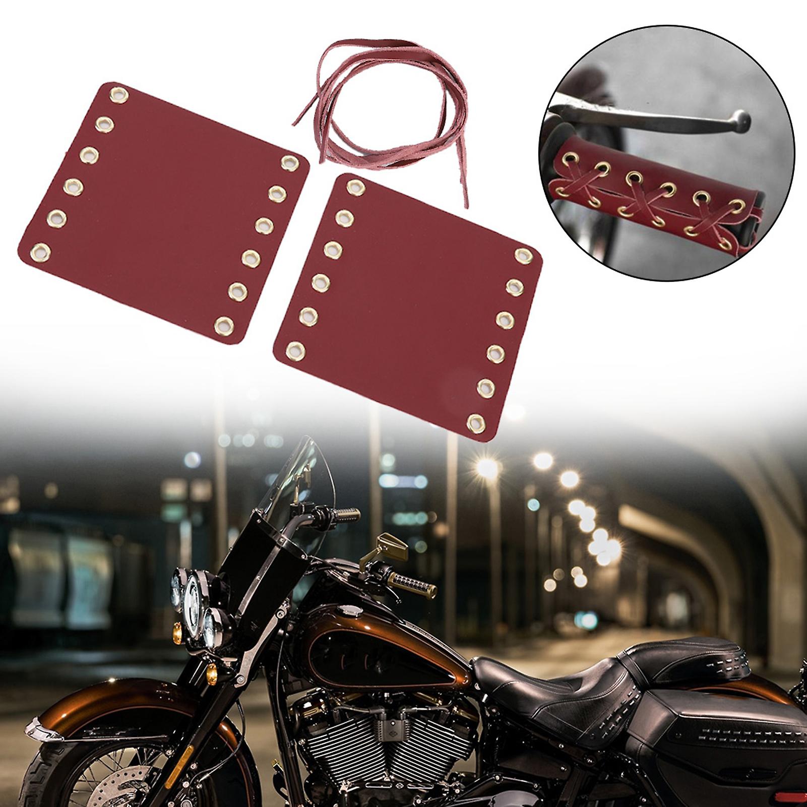 Motorcycle Leather Handlebar Hand Grip Covers Motorcycle Modification Accessories(red)