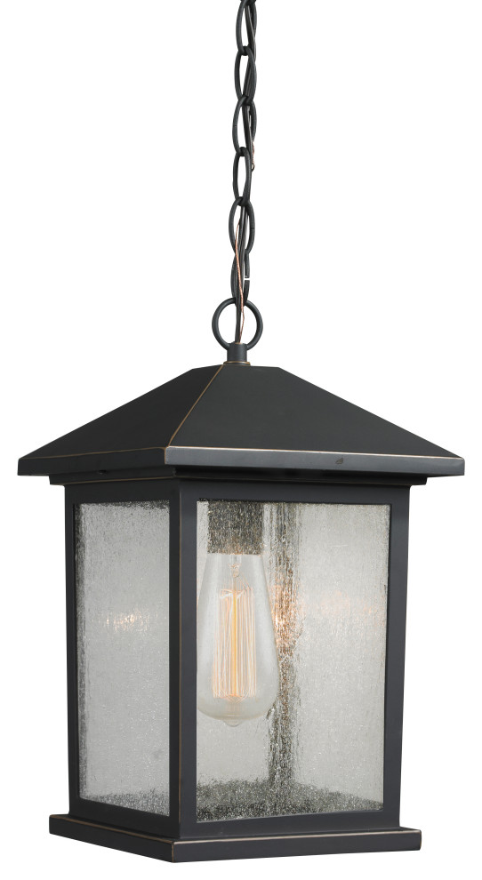 Portland Collection 1 Light Outdoor Chain Light in Oil Rubbed Bronze Finish   Transitional   Outdoor Hanging Lights   by Ownax  Houzz