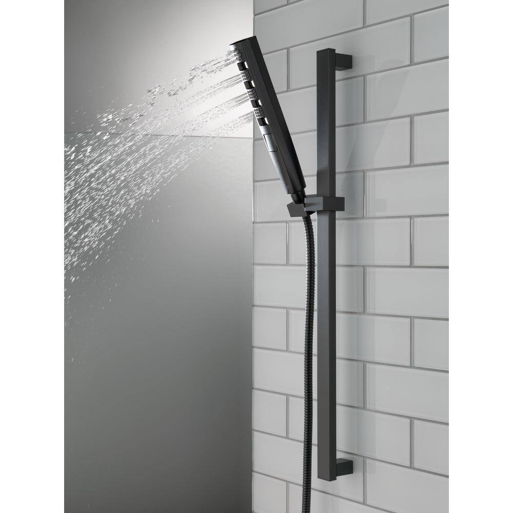 Delta 4-Spray Patterns 1.75 GPM 1.43 in. Wall Mount Handheld Shower Head with H2Okinetic in Matte Black 51140-BL