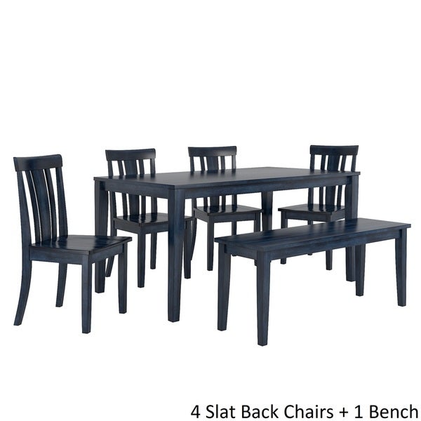 Wilmington II 60-Inch Rectangular Antique Dark Denim Dining Set by iNSPIRE Q Classic