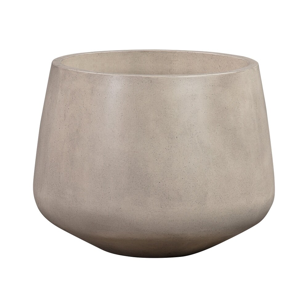 Risa 14 Inch Concrete Large Indoor Outdoor Planter  Modern  Round  White