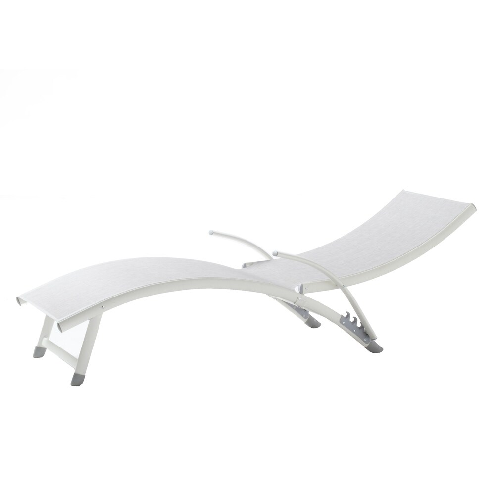 Poolside Aluminum Frame  Adjustable Back Chaise Lounge  Loft White