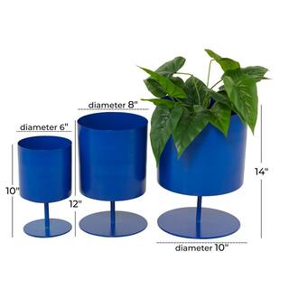 Novogratz 14 in. x 10 in. Blue Metal Modern Planter (Set of 3) 040853