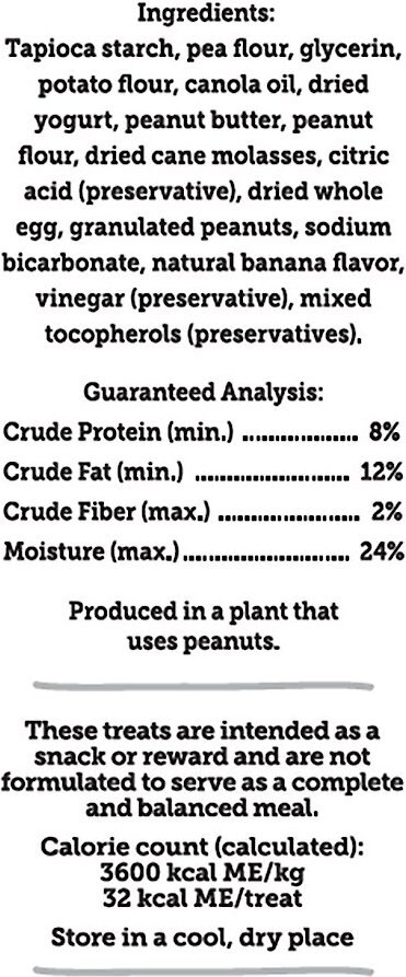 Three Dog Bakery Woofers Grain-Free Peanut Butter and Banana Woofers Dog Treats， 36-oz bag