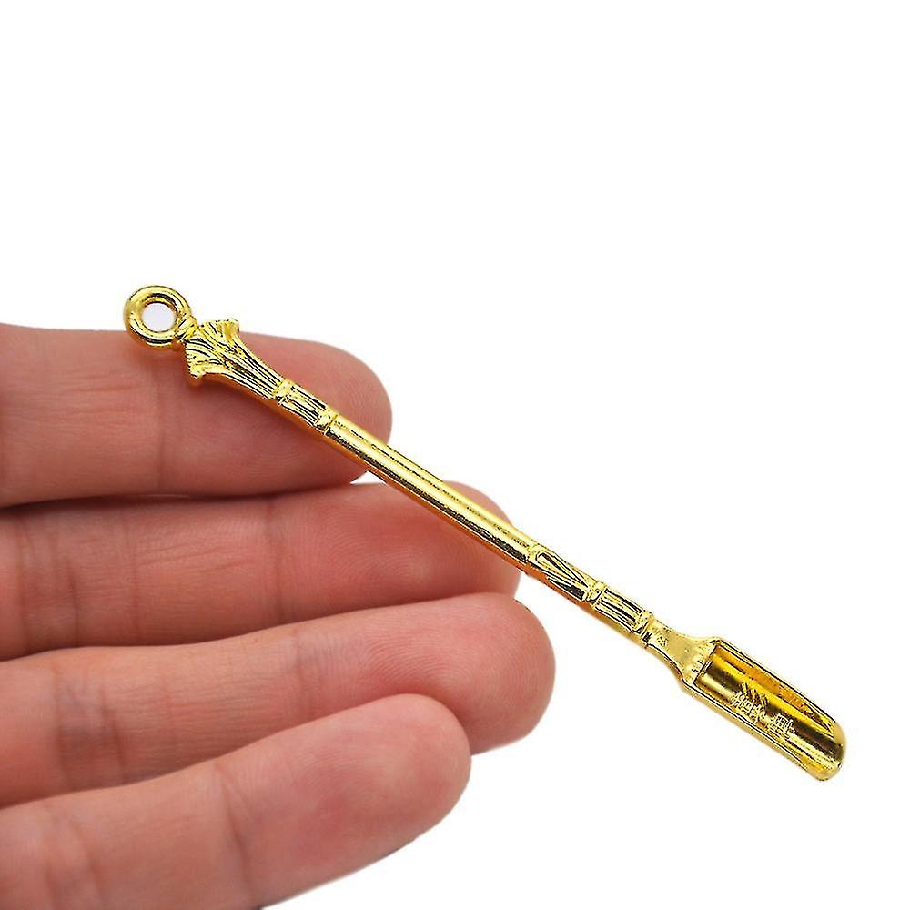 Golden Metal Spoon For Snuff Bottle Sniffer Snorter Sniff Tube Key Ring Gift Festival Spoon