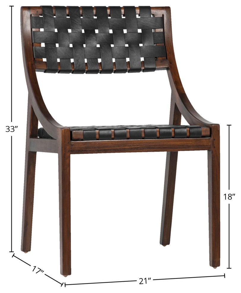 Camila Stained Teak and Woven Full Grain Leather Chair   Transitional   Dining Chairs   by Karina Living  Houzz