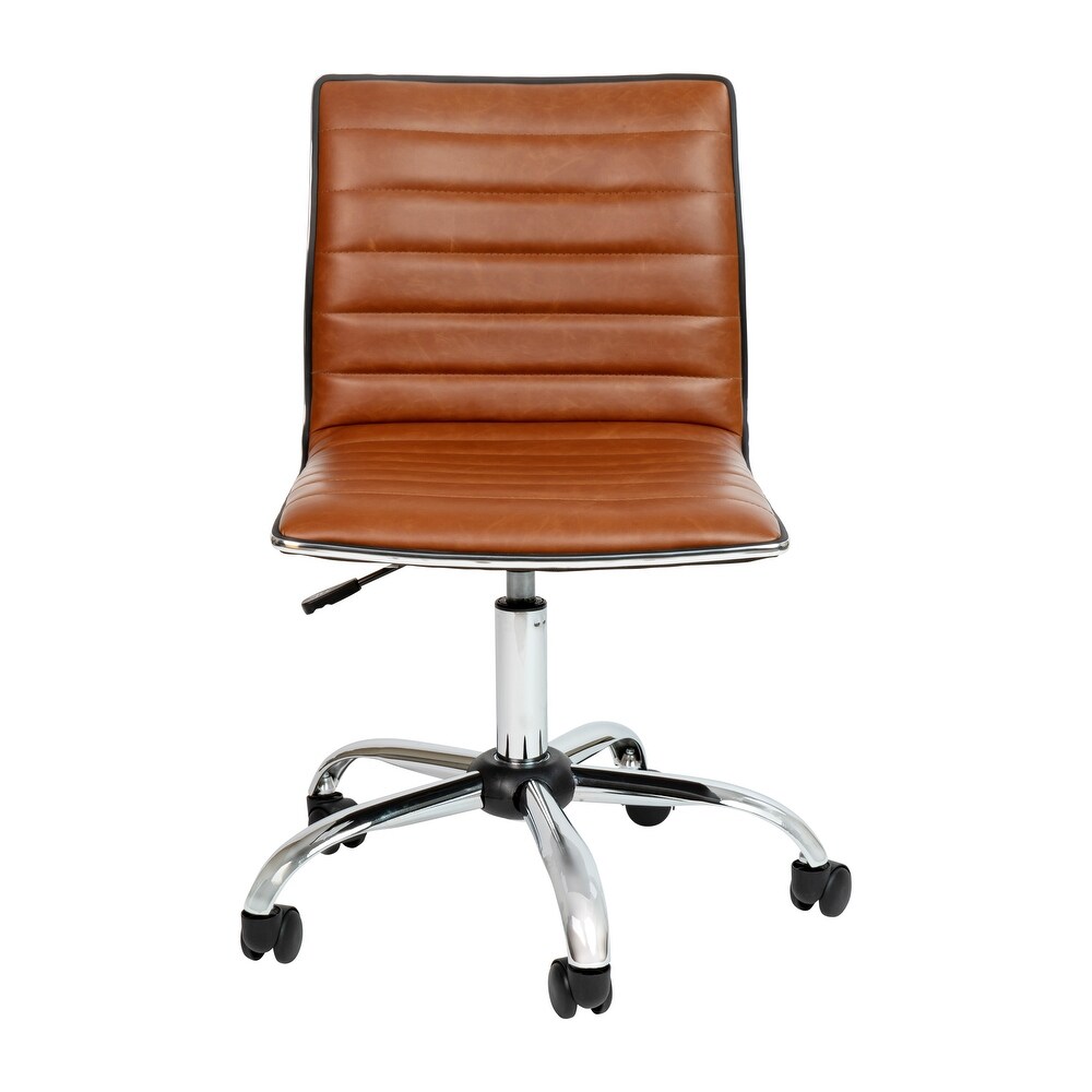 Low Back Designer Armless Ribbed Swivel Task Office Chair