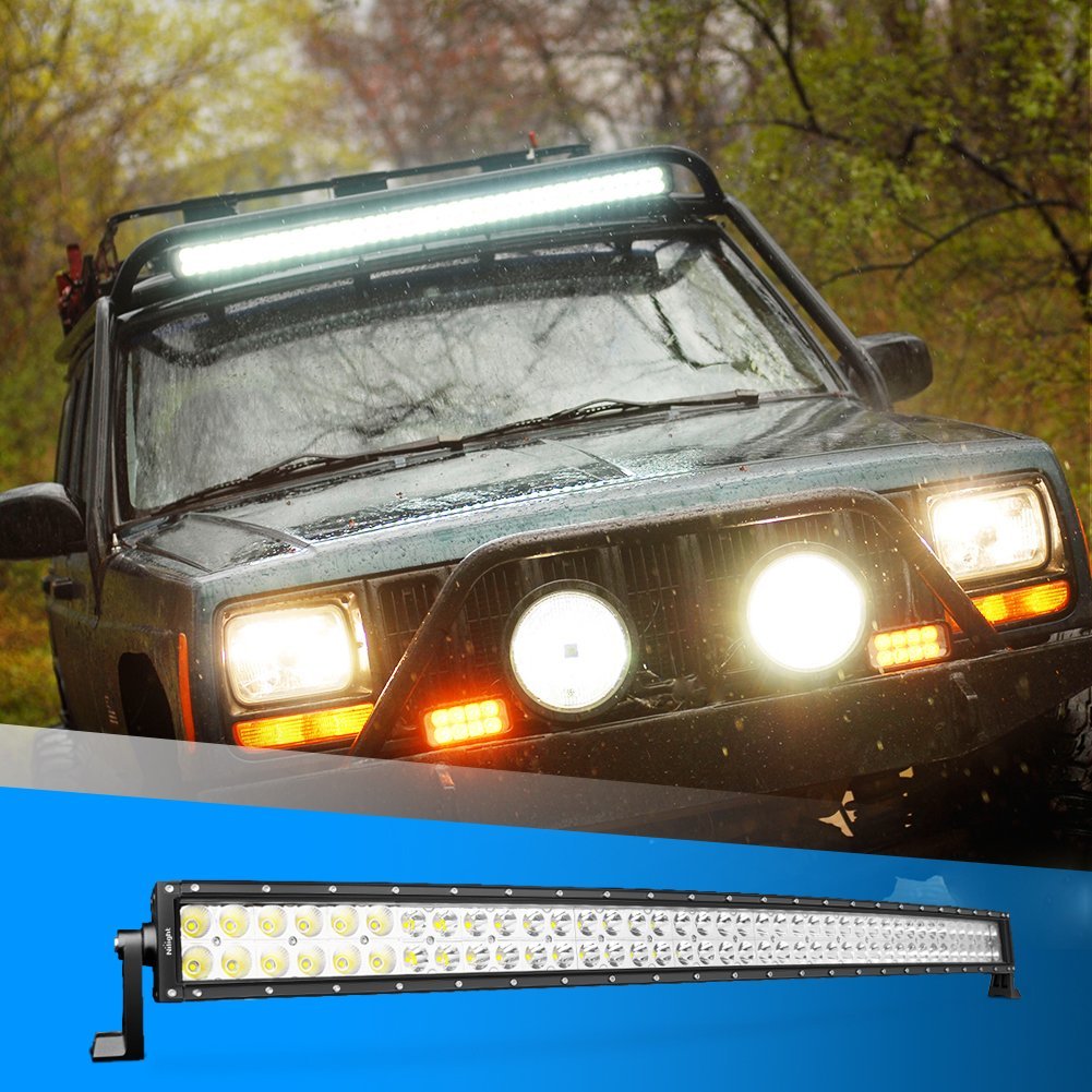 Nilight LED Light Bar 42Inch 240W Curved LED Work Light Spot Flood Combo LED Lights Led Bar Driving Fog Lights Jeep Off Road Lights， 2 Years Warranty