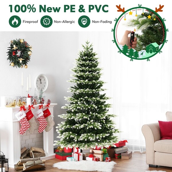 7 FT PreLit Christmas Tree 3 Modes Hinged with Quick Power Connector