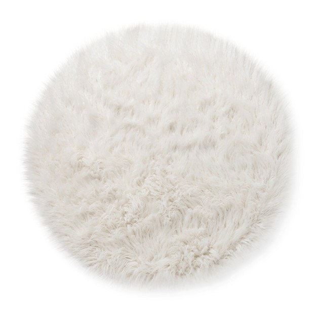 3 x27 Faux Fur Round Kids x27 Rug White