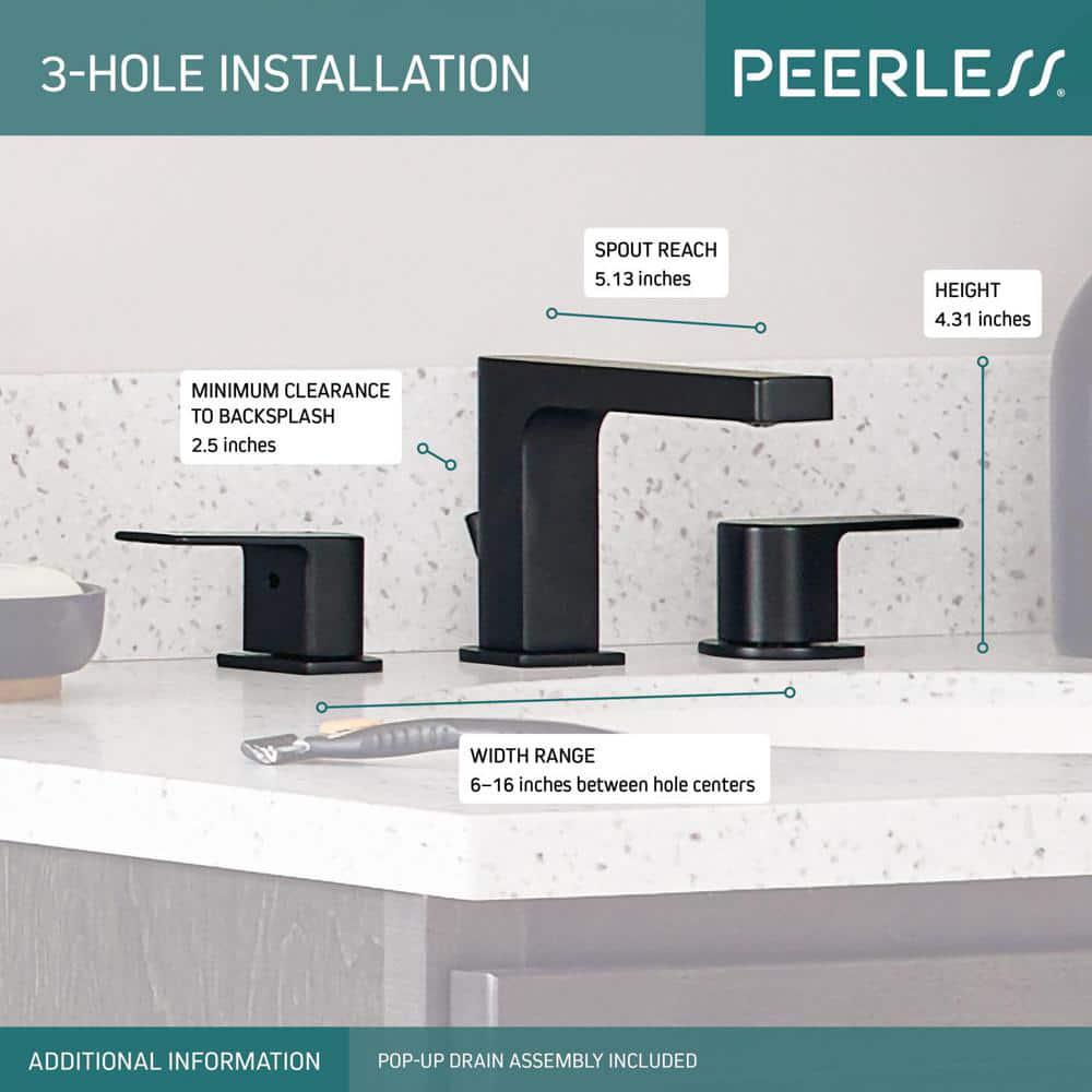 Peerless Xander 8 in Widespread 2Handle Bathroom Faucet in Matte Black