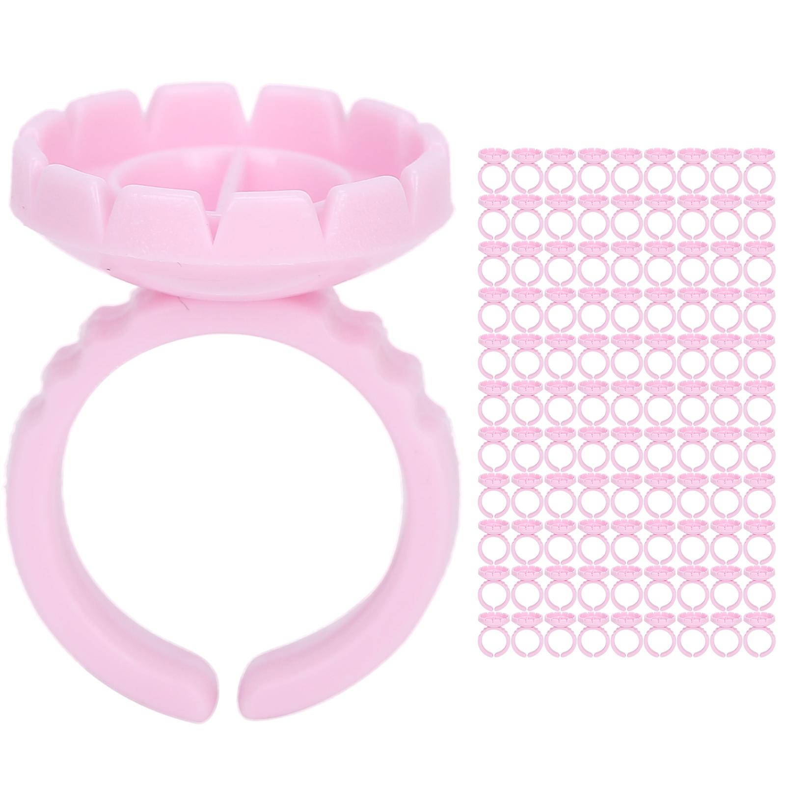 100pcs Disposable Eyelash Glue Ring Cup Eyelash Extension Glue Holder Accessorypink