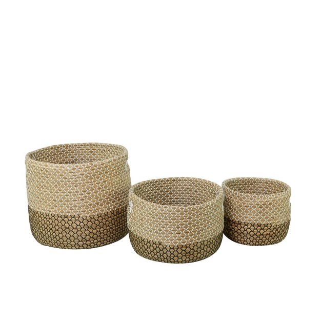 Set Of 3 Seagrass Storage Baskets Khaki Olivia amp May