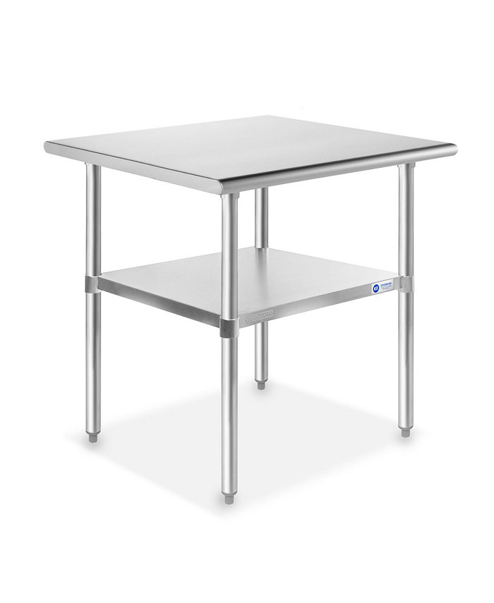 GRIDMANN 30 x 24 Inch Stainless Steel Table w  Undershelf NSF Commercial Kitchen Work and Prep Table