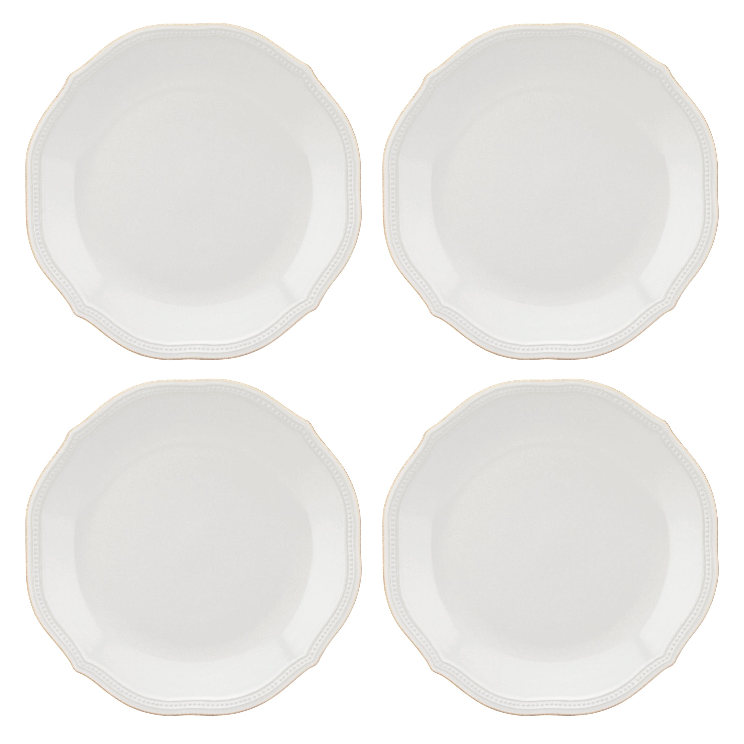 French Perle Bead Dinner Plates, Set of 4