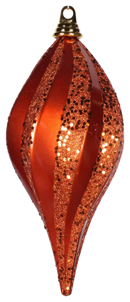 Vickerman M132618 12  x27 x27Orange Glitter Swirl Drop Christmas Ornament   Christmas Ornaments   by Uber Bazaar  Houzz