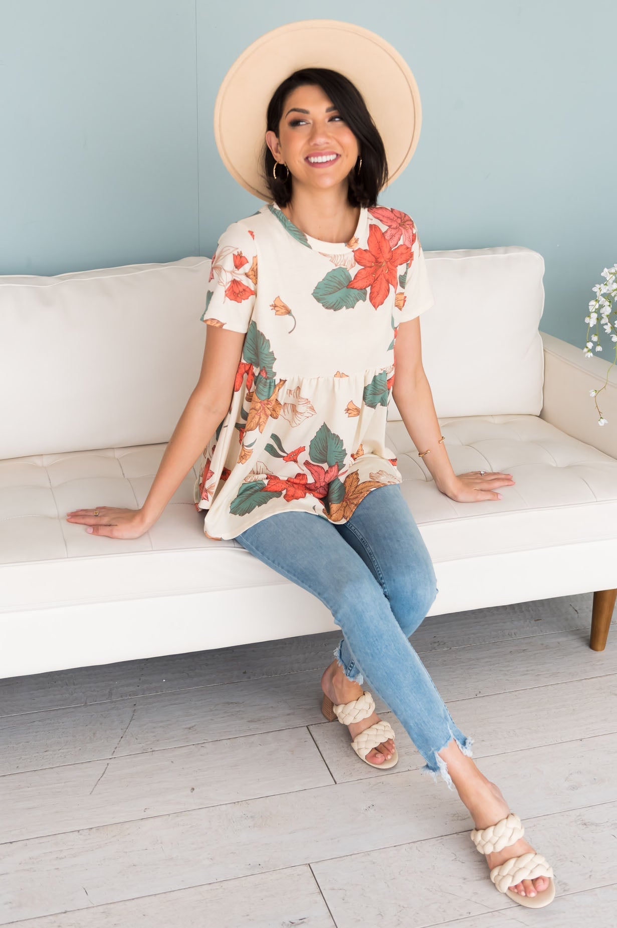 Breezy Floral Modest Babydoll Top