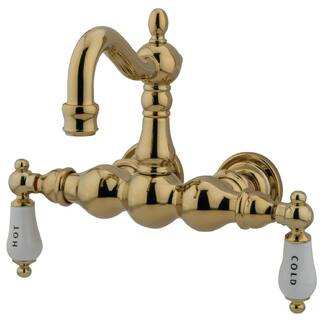 Kingston Brass Vintage 2-Handle Wall-Mount Clawfoot Tub Faucets in Polished Brass HCC1003T2