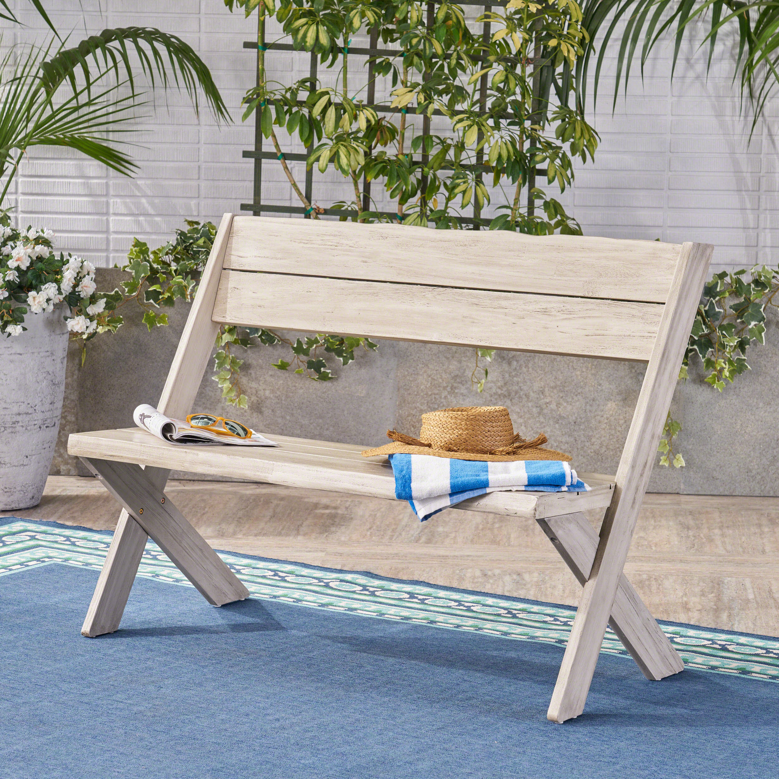 Irene Outdoor Acacia Wood Bench