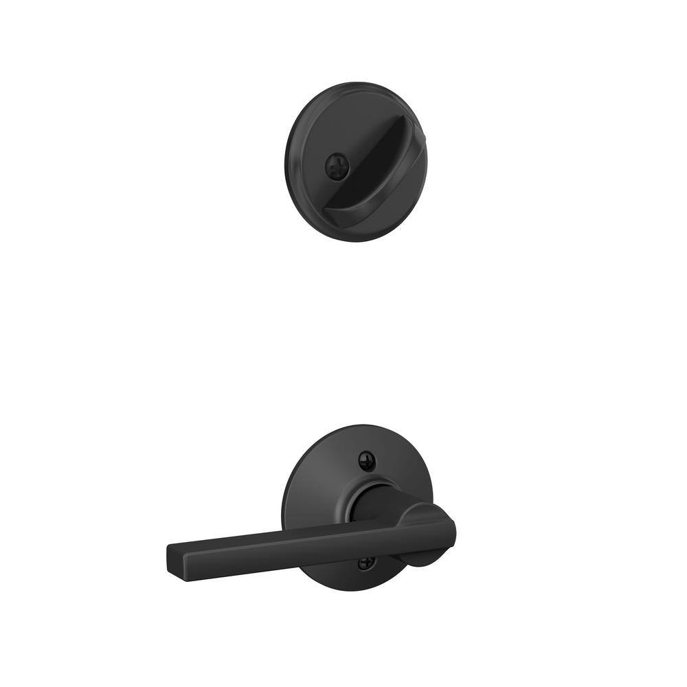 Schlage Latitude Matte Black Single Cylinder Deadbolt and Keyed Entry Door Lever Combo Pack FB50N G LAT 622