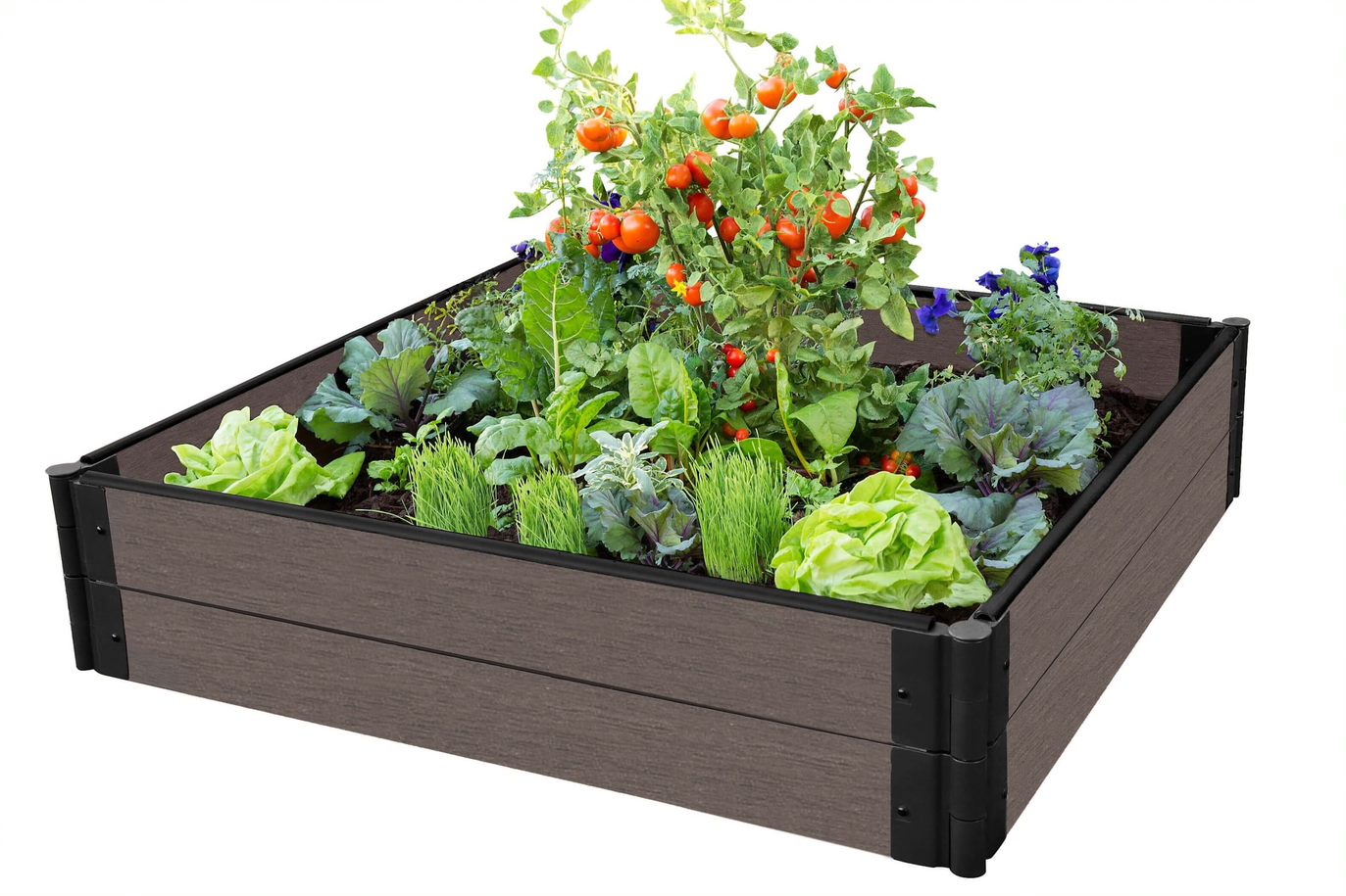 Frame It All Tool-Free Weathered Wood Raised Garden Bed 4' x 4' x 11