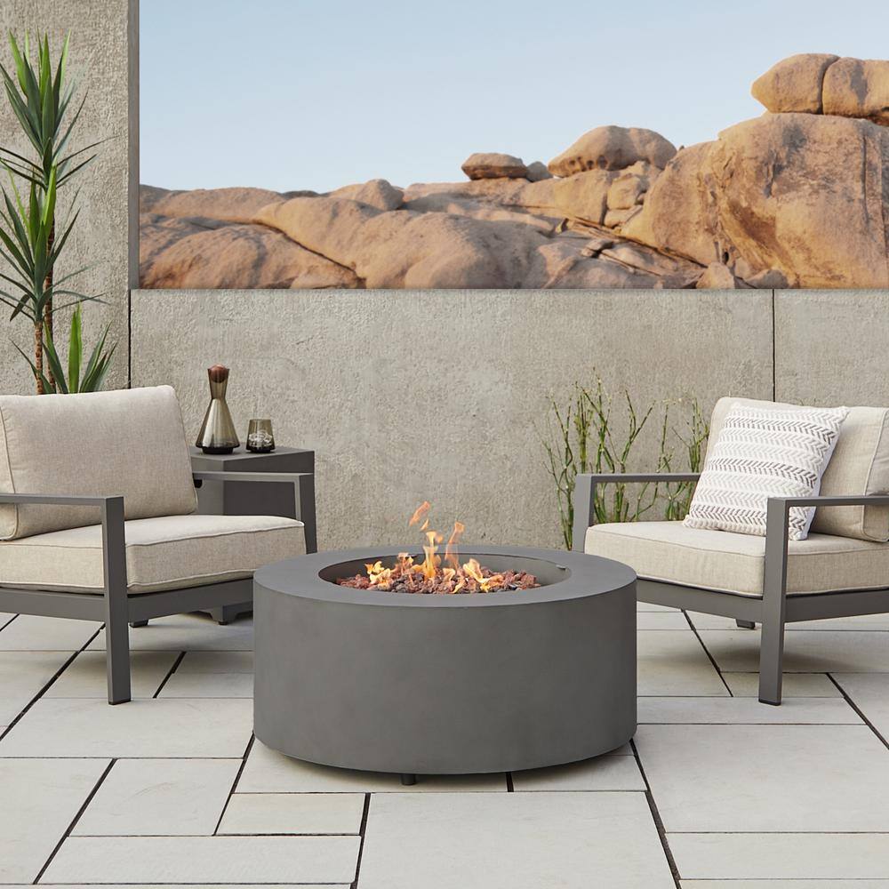 Real Flame Aegean 36 in. W X 15 in. H Round Powder Coated Steel Liquid Propane Fire Pit in Weathered Slate with NG Conversion Kit C9815LP-WSLT