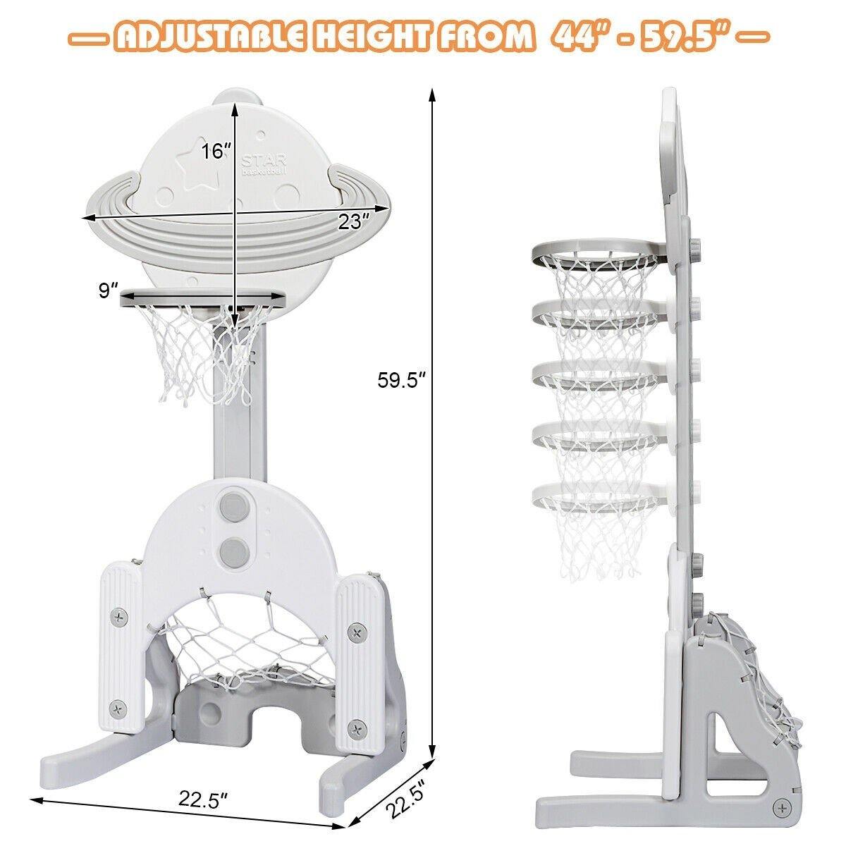 Costzon Kids Basketball Hoop, Toddler Sports Activity Center w/ 5 Adjustable Height Levels