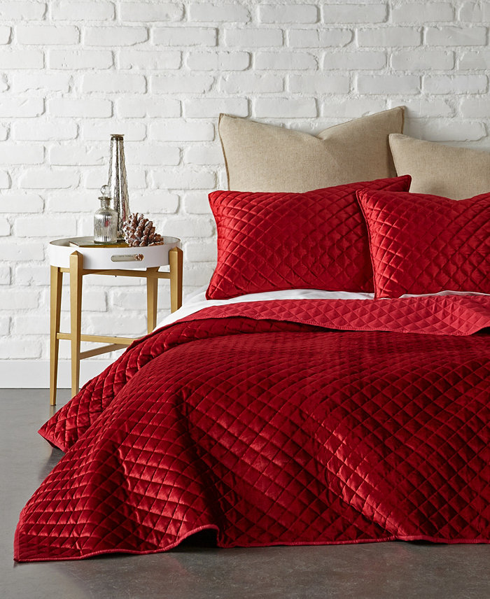 Levtex Red Velvet Quilted Diamond 3-Pc. Quilt Set， Full Queen