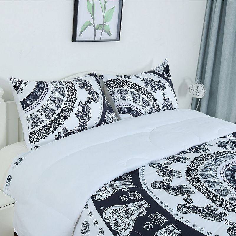 Quilted Comforter Set Bohemian with 2 Pillow Cases