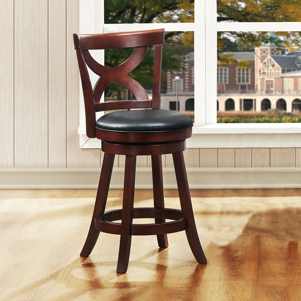 Crosby Cherry X-back 24-inch Swivel High Back Counter Stool by iNSPIRE Q Classic