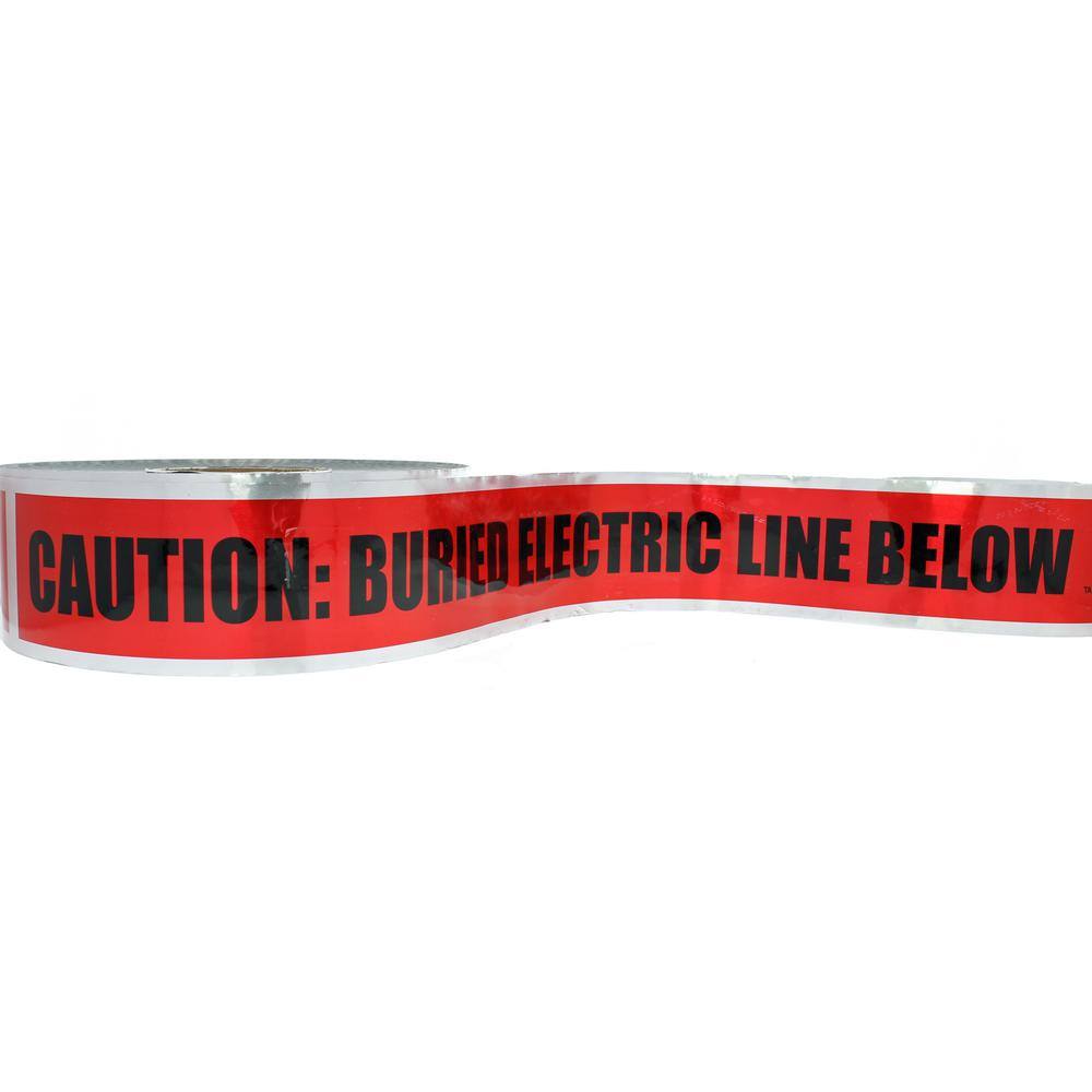 IDEAL 3 in. x 1000 ft. Detectable Underground Tape Caution Buried Electric Line Red 42-201