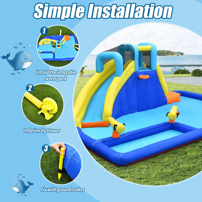 SUGIFT 6-in-1 Inflatable Water Slide Jumping House,Kid Water Park without Blower