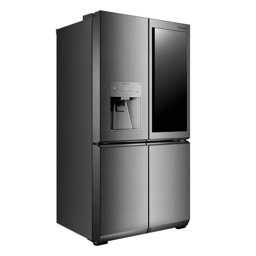 LG SIGNATURE 30 cu. ft. French Door Refrigerator w InstaView Glide N' Serve Auto Open Door and Voice Activation in Textured Steel URNTS3106N