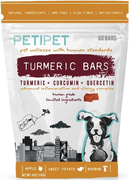 PETIPET Turmeric Bars Inflammation and Allergy Complex Plant Based Dog Supplement