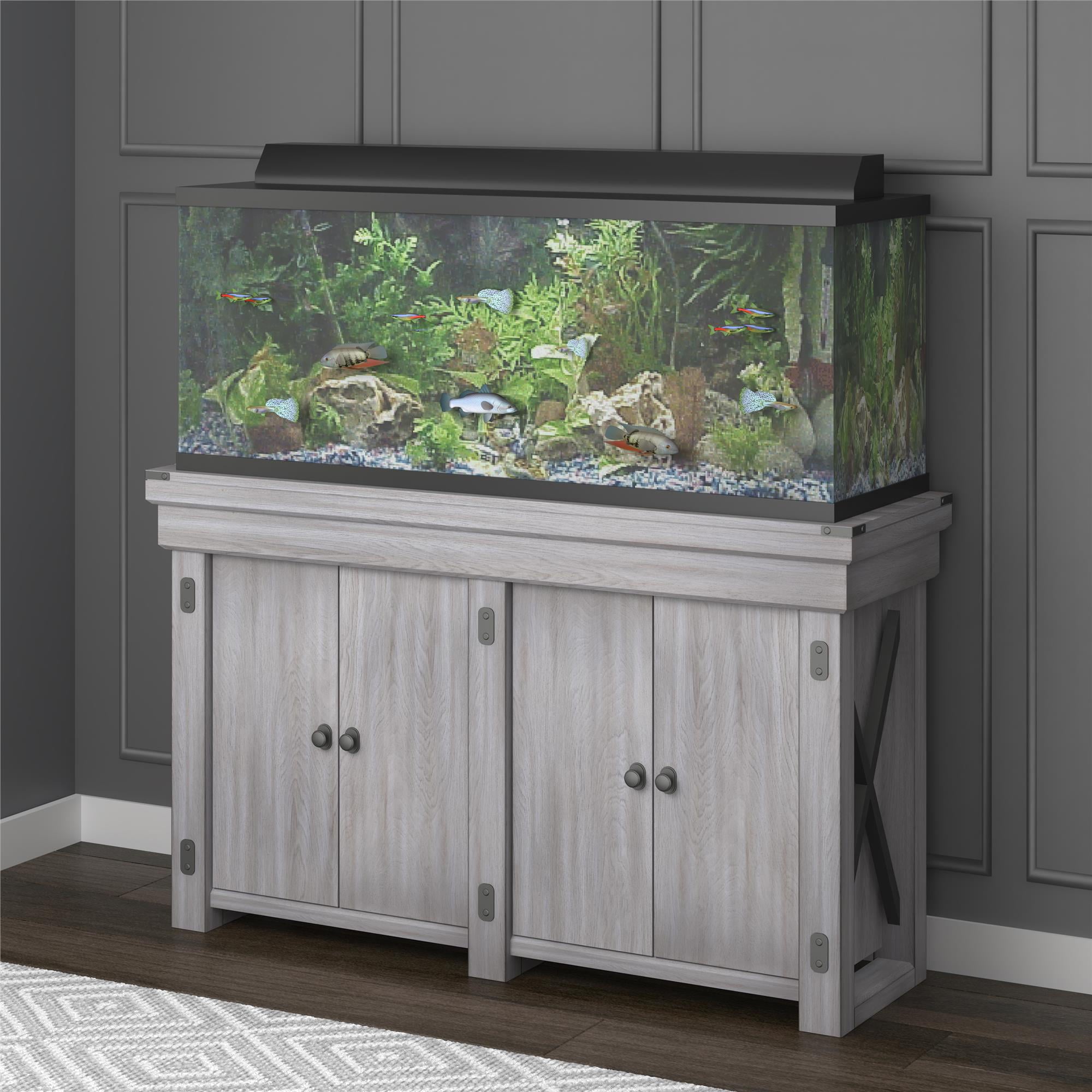 Flipper by Ollie and Hutch Wildwood 55 Gallon Aquarium Stand， Rustic White