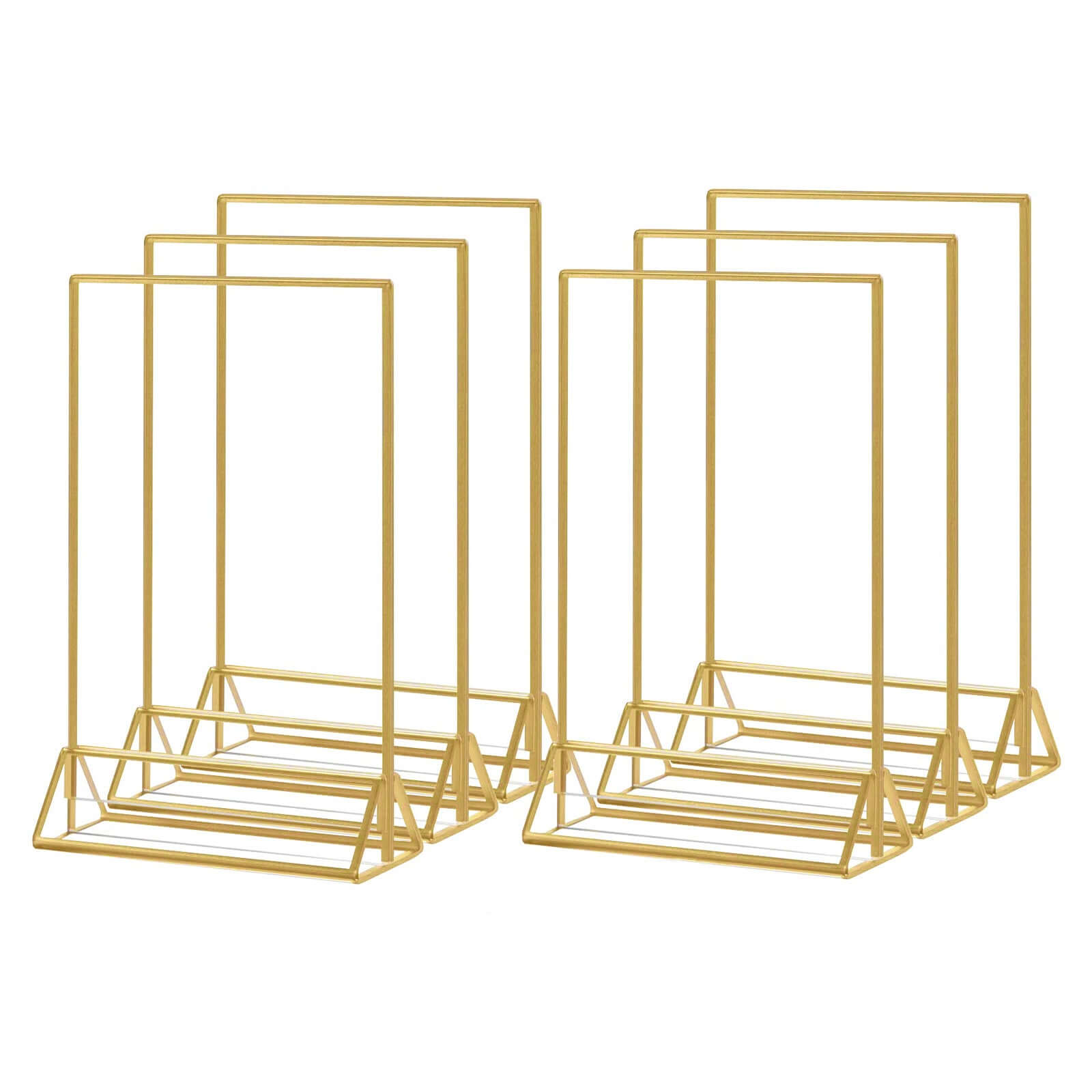 6 Pack Gold Frame Acrylic Freestanding Table Sign Holders, Double Sided Number, Picture, Menu Display Stands 5