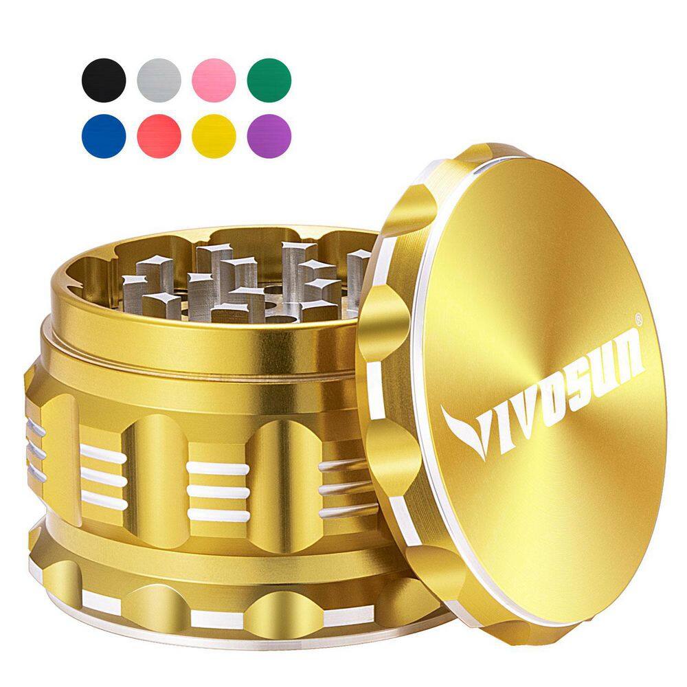 VIVOSUN 2.5 in. Herb Grinder Aluminium Spice Grinder With Pollen Scraper for Kitchen in Yellow X002DVZ33J