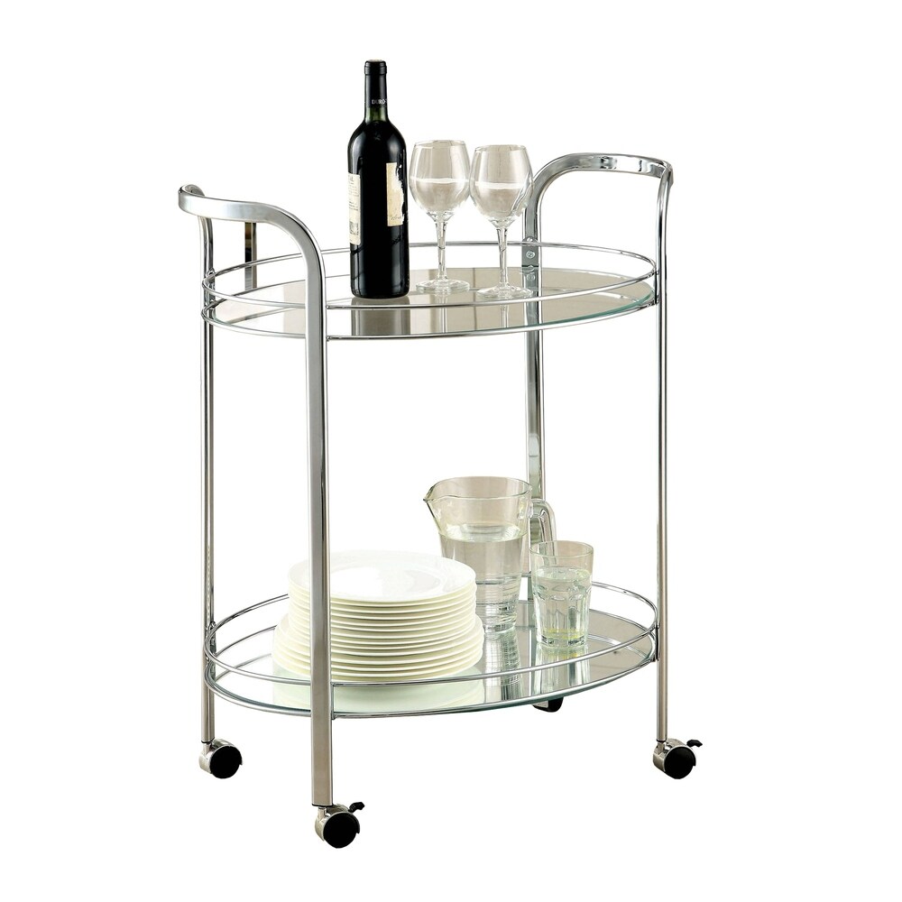 Loule Contemporary Serving Cart In Chrome Finish