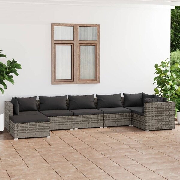 vidaXL Patio Lounge Set Outdoor Sectional Sofa Set Table Garden Poly Rattan