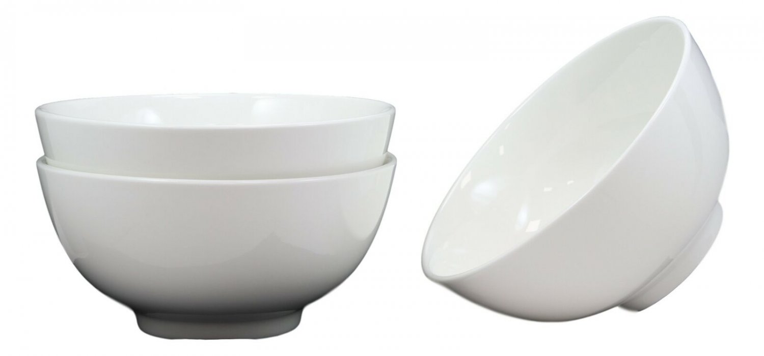 1 Contemporary White Porcelain Large Ramen Pho Udon Soup Bowls 48oz 8.25D (Set 3) EBR02