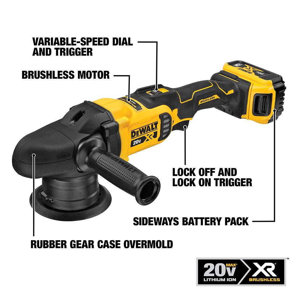 DW 20-Volt MAX XR Cordless Brushless Compact Fixed Base Router and 5 in. Variable Speed Random Orbit Polisher (Tools-Only) DCW600BWDCM848B